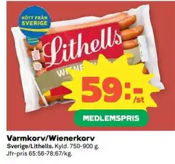 Coop Konsum Lithells Varmkorv/Wienerkorv erbjuda