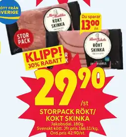 Ica Hajen Lagpris Jakobsdal Storpack rökt/ kokt skinka erbjuda