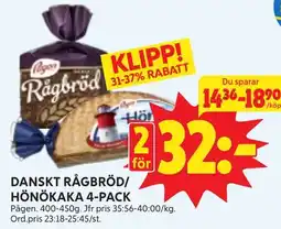 Ica Hajen Lagpris Pågen Danskt rågbröd/ hönökaka 4-pack erbjuda
