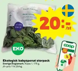 Coop Forum Änglamark Ekologisk babyspenat storpack erbjuda