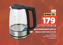 Power KULZ KUWK3000GL KETTLE Öppna locket med en hand erbjuda