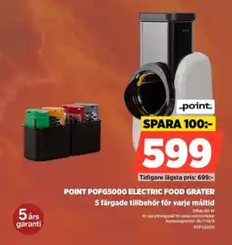 Power POINT POFG5000 ELECTRIC FOOD GRATER 5 färgade tillbehör för varje måltid erbjuda