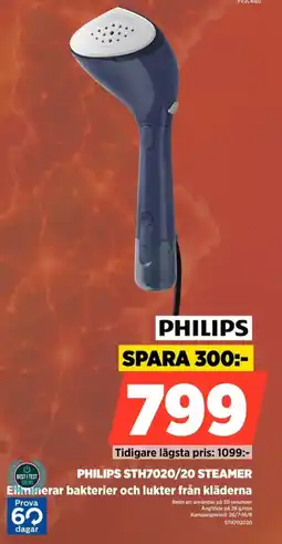 Power PHILIPS STH7020/20 STEAMER Eliminerar bakterier och lukter från kläderna erbjuda