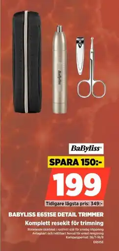 Power BABYLISS E651SE DETAIL TRIMMER Komplett resekit för trimning erbjuda