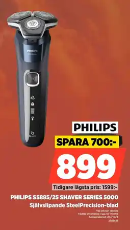 Power PHILIPS S5885/25 SHAVER SERIES 5000 Självslipande Steel Precision-blad erbjuda