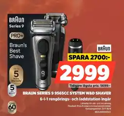 Power BRAUN SERIES 9 9565CC SYSTEM W&D SHAVER 6-i-1 rengörings- och laddstation ingår erbjuda