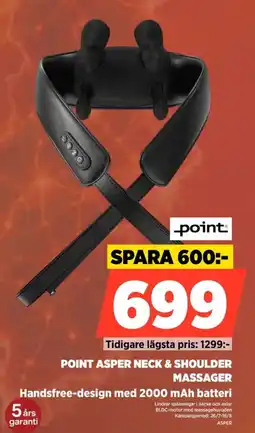 Power POINT ASPER NECK & SHOULDER MASSAGER Handsfree-design med 2000 mAh batteri erbjuda
