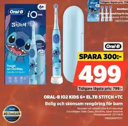 Power ORAL-B 102 KIDS 6+ EL.TB STITCH +TC Rolig och skonsam rengöring för barn erbjuda