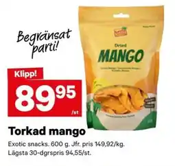 City Gross Exotic snacks Torkad mango erbjuda