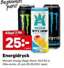 City Gross Monster Energy, Reign Storm Energidryck erbjuda