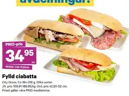 City Gross City Gross Fylld ciabatta erbjuda