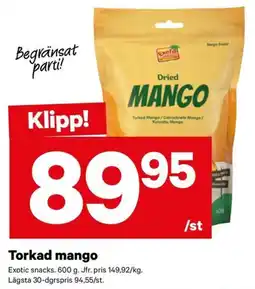 City Gross Exotic snacks Torkad mango erbjuda
