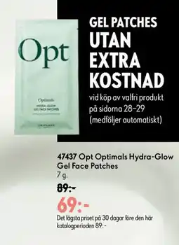 Oriflame Opt Optimals Hydra-Glow Gel Face Patches erbjuda