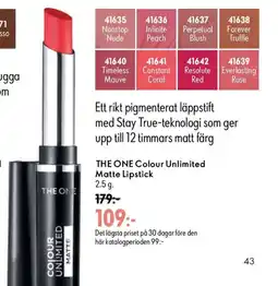 Oriflame THE ONE Colour Unlimited Matte Lipstick erbjuda