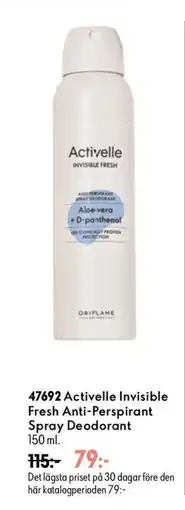 Oriflame Activelle Invisible Fresh Anti-Perspirant Spray Deodorant erbjuda