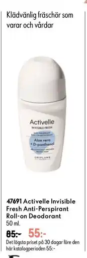 Oriflame Activelle Invisible Fresh Anti-Perspirant Roll-on Deodorant erbjuda
