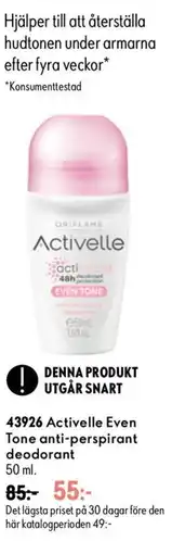 Oriflame Activelle Even Tone anti-perspirant deodorant erbjuda