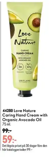 Oriflame Love Nature Caring Hand Cream with Organic Avocado Oil erbjuda