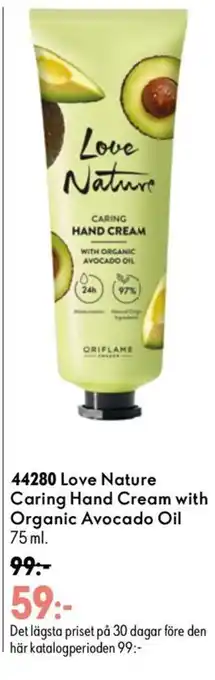 Oriflame Love Nature Caring Hand Cream with Organic Avocado Oil erbjuda