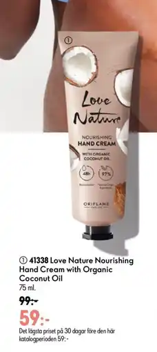 Oriflame Love Nature Nourishing Hand Cream with Organic Coconut Oil erbjuda
