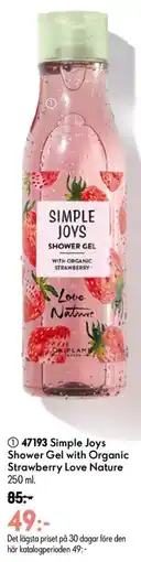 Oriflame Simple Joys Shower Gel with Organic Strawberry Love Nature erbjuda