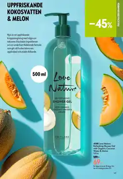 Oriflame Love Nature Refreshing Shower Gel with Organic Coconut Water & Melon erbjuda