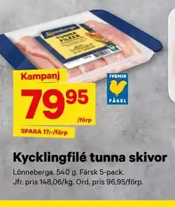 City Gross Kycklingfilé tunna skivor erbjuda