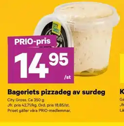City Gross Bageriets pizzadeg av surdeg, Pris i appen erbjuda