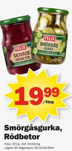 Pekås Smörgåsgurka, Rödbetor erbjuda