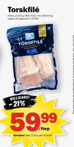 Pekås Torskfilé, Medlemspris erbjuda