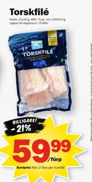 Pekås Torskfilé, Medlemspris erbjuda