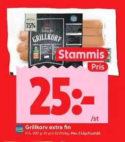 ICA Kvantum Grillkorv extra fin, Medlemspris erbjuda