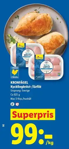 Lidl Kronfågel Kycklingbröst-/lårfilé erbjuda