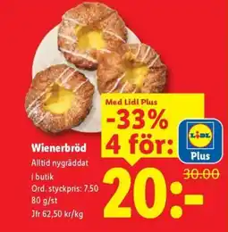 Lidl Wienerbröd 4 för: erbjuda