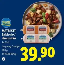 Lidl Matriket salsiccia-/ chorizofärs erbjuda