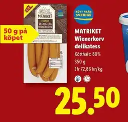 Lidl Matriket wienerkorv delikatess erbjuda