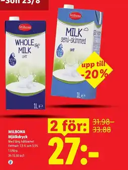 Lidl Milbona mjölkdryck erbjuda