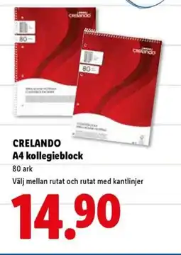 Lidl Crelando A4 kollegieblock erbjuda