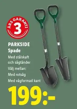Lidl Parkside spade erbjuda