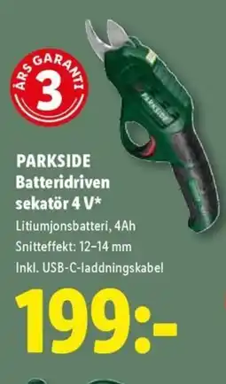 Lidl Parkside batteridriven sekatör 4 v* erbjuda