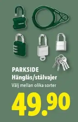 Lidl Parkside hänglås/stålvajer erbjuda
