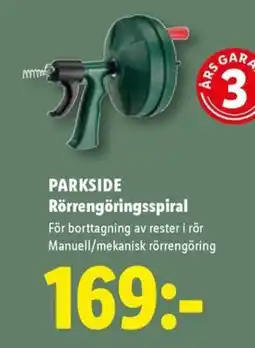 Lidl Parkside rörrengöringsspiral erbjuda