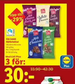 Lidl Fin carré mjölkchoklad erbjuda