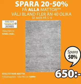 JYSK Sveltstarr Matta 130x193 cm erbjuda