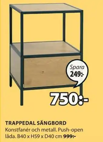 JYSK Trappedal Sängbord B40 x H59 x D40 cm erbjuda