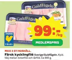 Coop Konsum Färsk kycklingfilé Sverige/Guldfågeln erbjuda