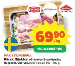 Coop Konsum Färsk fläskkarré Sverige/Scan/Nyhléns Hugosons/Gudruns erbjuda