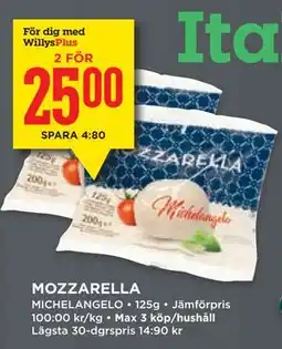Willys MOZZARELLA, Medlemspris erbjuda