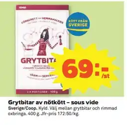 Coop Konsum Grytbitar av nötkött - sous vide erbjuda