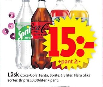 ICA Supermarket Coca-Cola, Fanta, Sprite Läsk 1,5 liter erbjuda